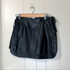 Sugar Lips Lace Up Vegan Leather Skirt